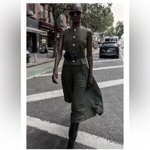 ZARA BELTED MIDI VEST DRESS